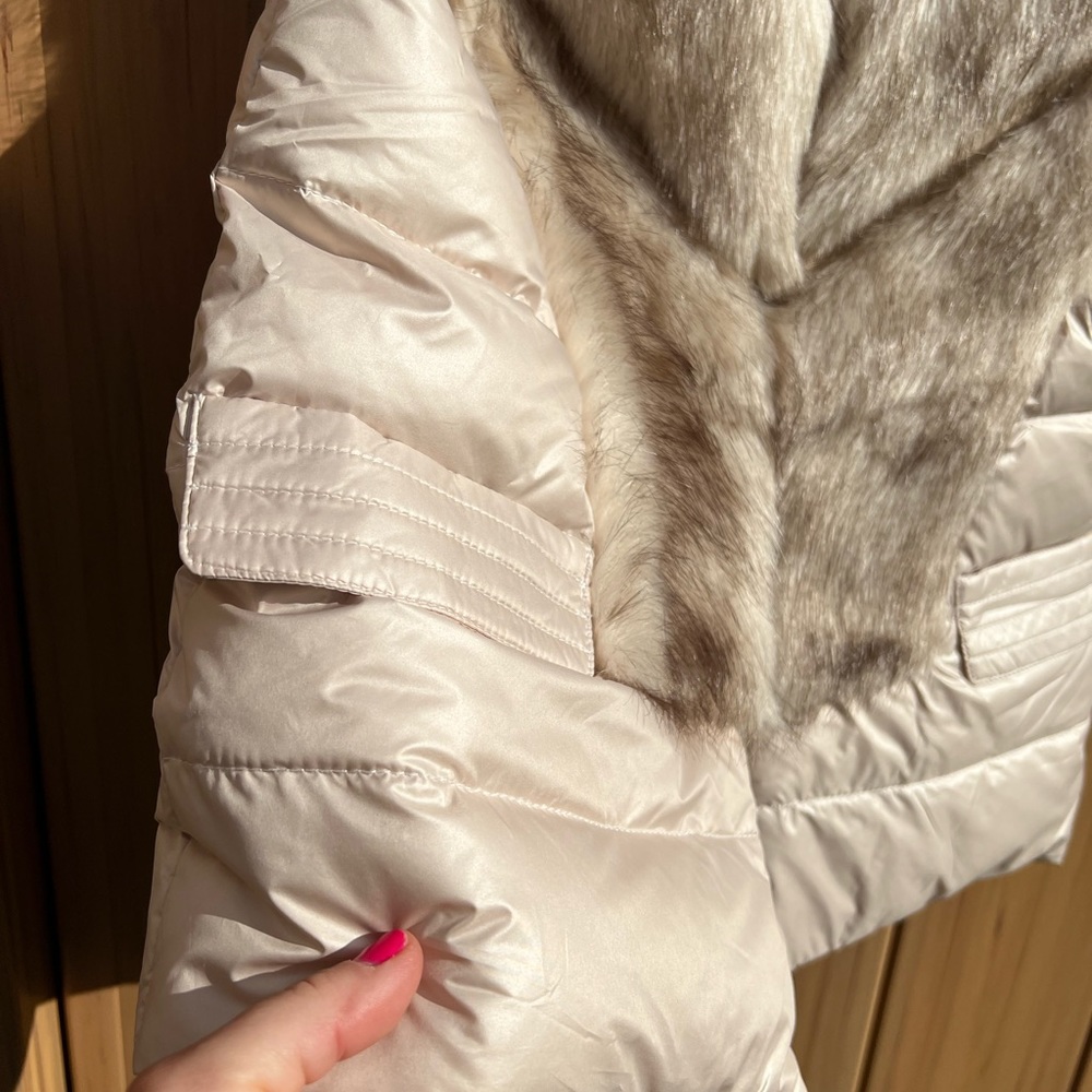Faux Fur Winter Puffer Ski Vest- Beige - Picture 6 of 6
